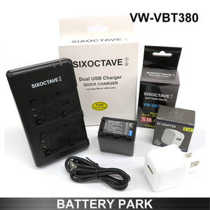 VW-VBT380-K / VW-VBT380 互換バッテリーと互換充電器 2.1A高速ACアダプター付HC-VX992M 990M HC-W585M W590M HC-WX995M HC-VZX992M