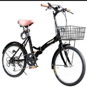 在庫 ブラック 折りたたみ自転車 6段ギア おりたたみ自転車 本体 自転車