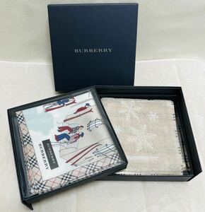 激レア★ギフトラッピング無料★新品未使用 バーバリー Burberry タオルハンカチ 2枚セット 箱入り ノバチェック 生産販売終了2515-k