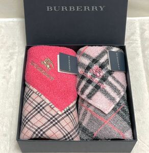 2514-D◆即決！ギフトラッピング無料★新品未使用 バーバリー Burberry タオルハンカチ 2枚セット 箱入り ノバチェック 生産販売終了希少品