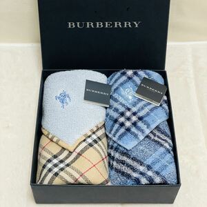 2514-V◆即決！ギフトラッピング無料★新品未使用 バーバリー Burberry タオルハンカチ 2枚セット 箱入り ノバチェック 生産販売終了希少品