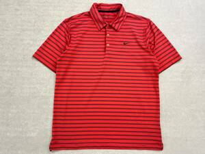 NC295 ナイキゴルフ 半袖 ポロシャツ ゴルフウェア スポーツウェア 刺繍ロゴ ボーダー メンズ XL 大きいサイズ ストレッチ