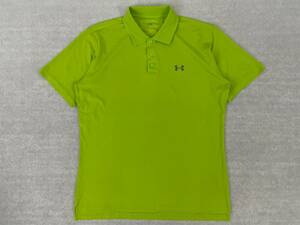 NC395 UNDER ARMOUR アンダーアーマー ゴルフウェア　半袖 ポロシャツ ストレッチ ライトグリーン 刺繍 L相当