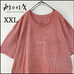 メンズ服ロゴ刺繍半袖TシャツXXL　古着屋 ブランド　ピンク　カジュアル　春夏物　シンプル　トップス　丸首　クルーネック　ビッグサイズ