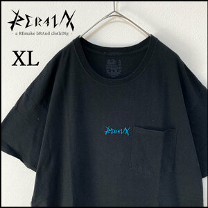 メンズ服ロゴ刺繍半袖TシャツXL　古着屋 ブランド　ストリート系　黒　モード　春夏物　トップス　丸首　ゆったり　ワンポイント　おしゃれ