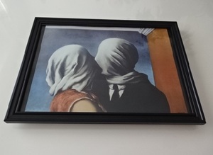 Art hand Auction Cadre d'art § Cadre mural A4 (au choix) § Affiche incluse § René Magritte § les amants § Peinture, Surréalisme, Style vintage, meubles, intérieur, Accessoires intérieurs, autres