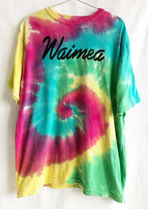 即決【90's ヴィンテージ / Waimea】タイダイ Tシャツ/XLサイズ/レインボー/ヒッピー/サイケデリック/サーファー/tie dye (om-228-15-7)