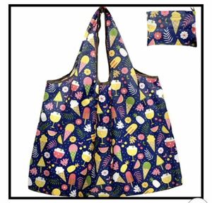  high capacity folding eko-bag ice cream desert pattern compact light weight stylish shopping bag 