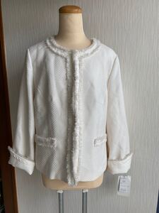 ノーカラージャケット オフホワイト 入学式 フォーマル 19ABR 未使用品