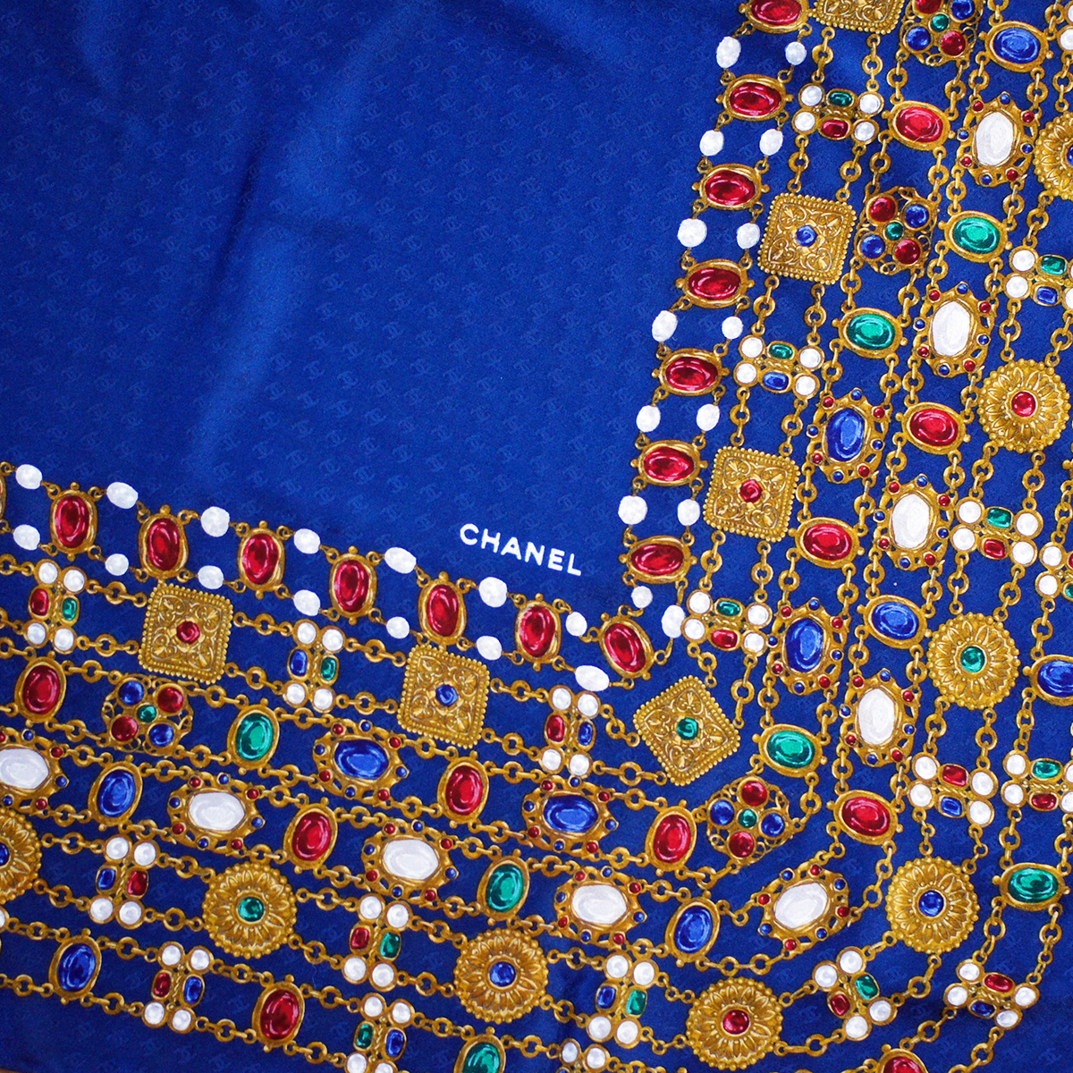 売れ筋 超美品 シャネル CHANEL 大判 スカーフ ココマーク シースルー