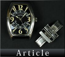 129168☆動作未確認 ジャンク Paul Picot ポールピコ ファーシャー3000 腕時計 自動巻き デイト 0751.S SS ブラック シルバー メンズ/ D_画像1