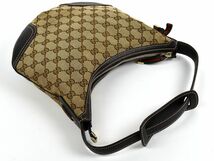 129636◆ GUCCI グッチ プリンシー GG柄 ワンショルダーバッグ 肩掛け 162895 キャンバス レザー ベージュ ブラウン リボン レディース/ B_画像4