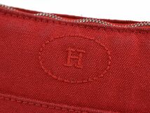 129518◆ HERMES エルメス ボリード ポーチ ミニ 化粧ポーチ コスメポーチ 小物入れ キャンバス レザー 革 レッド ベージュ レディース/ B_画像9