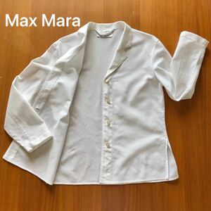 Max Mara テーラードジャケット　シャツジャケット　白ジャケット　アウター　メッシュ素材