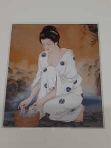 Art hand Auction Impresión de postal hermosa mujer pintando después del baño enmarcada, obra de arte, cuadro, retrato