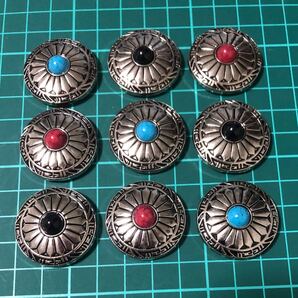 コンチョボタン 3種×3個ずつ ネジ式 30mm シルバー レザークラフト