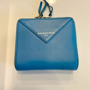 ★人気カラー★ BALENCIAGAバレンシアガ 財布 青水色ライトブルー 二つ折り財布 箱付きの画像2