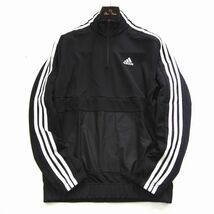 新品 adidas アディダス 上下セット 3ストライプス 薄手 クォータージップジャケット テーパード パンツ ジャージ セットアップ L 黒_画像3