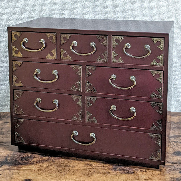 セールとし ヤフオク! - 仙台箪笥 片開小箪笥 漆塗 本木漆芸 新橋色 四