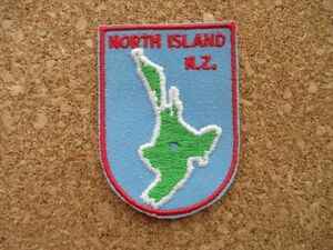 80s ニュージーランド 北島 NORTH ISLAND ワッペン/地図NEW ZEALANDビンテージ旅行パッチVINTAGE観光アップリケ刺繍PATCHES土産ラグビーNZ