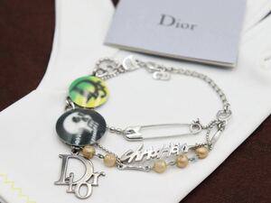 【希少】保証書付き●Christian Dior ブレスレット ドクロ 安全ピン ロゴ バッジ クリスチャン ディオール ヴィンテージ レディース nju19