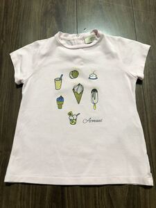 未使用に近い アルマーニ ベビー キッズ 半袖 Tシャツ ピンク 夏プリント アイスクリーム