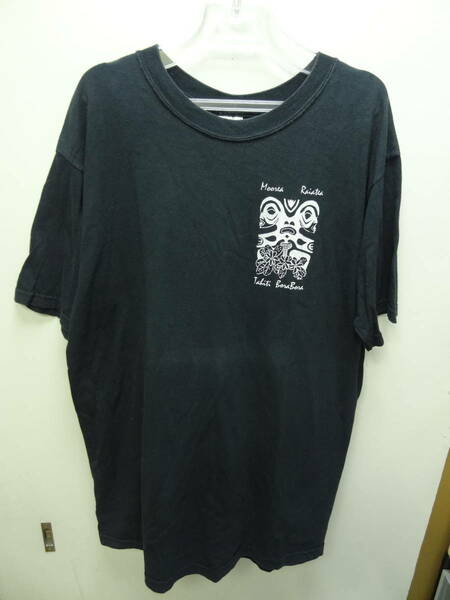 全国送料無料 アメリカ USA古着 80-90年代 FABRIC MADE IN USA タヒチ ポリネシアン ティキ TIKI メンズ 半袖 プリントTシャツ Lサイズ