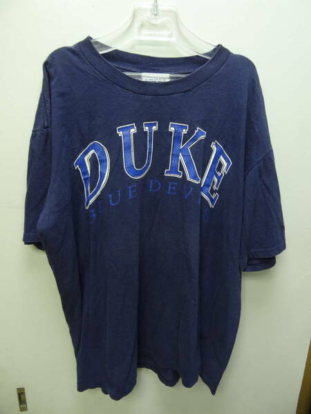 全国送料無料 アメリカ USA古着 80-90年代 デューク DUKE ブルーデビルズ バスケットボール NCAA MADE IN USA メンズ 半袖 紺色Tシャツ XL