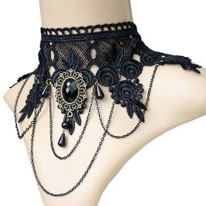  gothic equipment ornament race choker crystal black V series Gothic and Lolita Lolita 