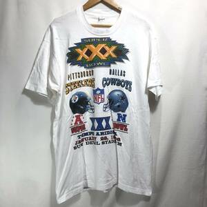 ■ 90s 90年代 ビンテージ NFL SUPER BOWL XXX スティーラーズ カウボーイズ イラスト 半袖 Tシャツ サイズXL アメフト Steelers Cowboys■