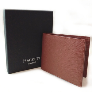 [hlw3] new goods HACKETT LONDON is Kett London folding twice purse Brown tea color cow leather leather Spain made 