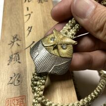 【土】山本英顕 純銀製 ふくろう ループタイ◆共箱付き 金芸作家 作家物 ◆委託s150 金工　梟_画像6