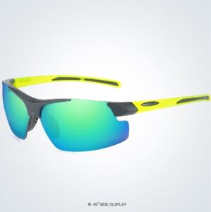 軽量ミラーサングラス☆UV400 ブルーグリーン スポーツ アウトドアマラソン釣り 新品