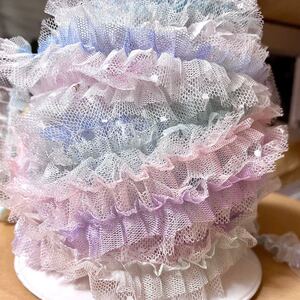 【フリルレース】2段チュールゆめいろドット ミニフリル 3cm 10m