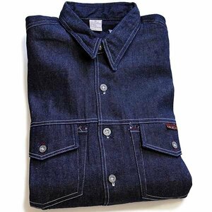 デッドストック★90s ARIZONA JEANS デニムシャツ★F オールド ビンテージ ダンガリー リジッド 濃紺 オーバーサイズ ビッグサイズ