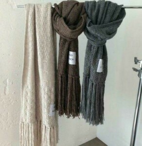 【新品未使用】グレー　Hemp Mix Knitted Muffler/juemi　マフラー　ロング