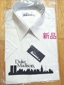 新品 Duke Madison デューク マジソン ビジネスシャツ ワイシャツ 半袖 37 ストライプ