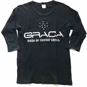 グラッサ 七分袖 ワッフルサーマル Tシャツ ビッグロゴ デカロゴ　　GRACA ブラック Sサイズ 早1887