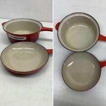 HK10後100 ル・クルーゼ LE CREUSET グラタン皿 フライパン　鍋　ティーポット　7点まとめ売り　赤　RED_画像9