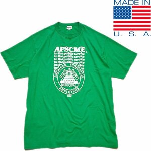 1点物◆USA製ビンテージ80s緑プリントTシャツ古着メンズXXXLレディースOKアメカジブランド90sストリートMixアメリカ製ビッグサイズ994425