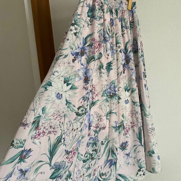 ロングスカート フレアスカート　クリアインプレッション　花柄　サイズ2 ピンク系