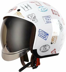 ■新品■BCCTCL バイク用ジェットヘルメット ●Lサイズ(59cm-60cm) ●タイプ：B4(切手/スタンプ) ●Bluetooth対応 ●DOT安全規格認証の商品画像