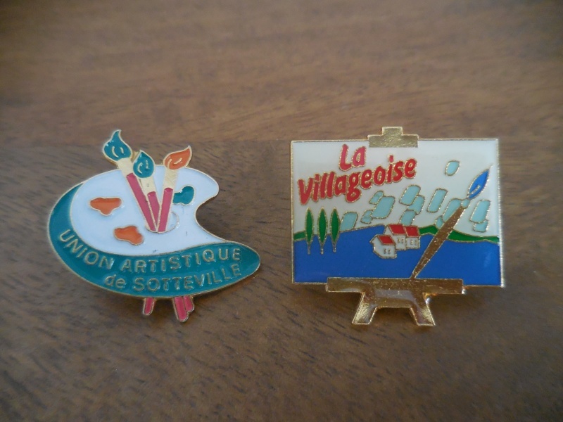 France ☆ Pins anciens [LA Villageoise, Union ARTISTIQUE 2 pièces ensemble pin badge PINS pin badge palette toile peinture, marchandises diverses, Un Pins, autres