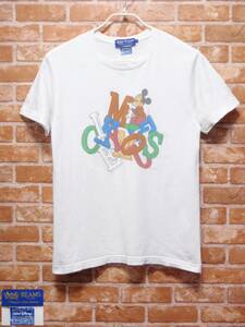 USED・送料込 ビームス BEAMS × Disneyディズニー ミッキーマウス プリント半袖Tシャツ 白 Sサイズ