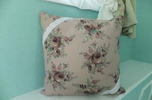 HM16* conditions attaching free shipping . have! pillowcase * approximately 45×45* rose * rose * pink * antique . texture (fabric) * hand made *(P)