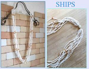  Ships SHIPS Vintage white beads 8 ream long necklace clear yellow parts SHIPSKhaju car ju