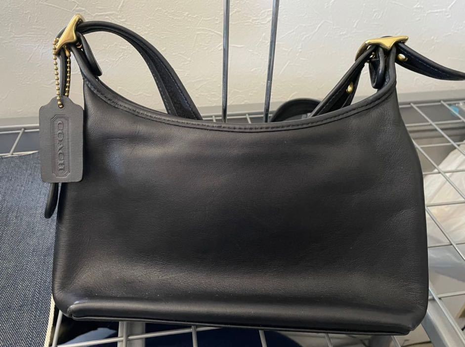 COACH オールドコーチ レザー ショルダーバッグ ブラック ゴールド 牛革 ヴィンテージ