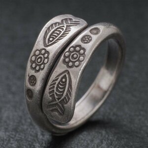 21 number adjustment Curren group silver ring 9 number ~29 number free size ring wide width men's lady's fish writing sama SV950 a07-57