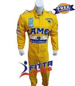海外 送料込み 　高品質　アイルトン・セナ F1 Ayrton senna CAMEL Printing suit サイズ各種　レプリカ　487