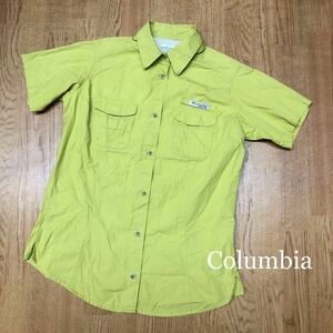 Columbia◇PFG コロンビア 半袖シャツ ワークシャツ ミリタリーシャツ トップス ピスタチオ アウトドア フィッシング 古着 レディースM